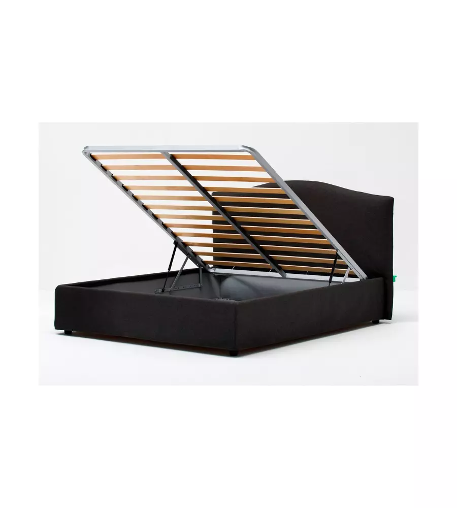 LETTO MATRIMONIALE CONTENITORE "HILL" ANTRACITE 160X190 CM